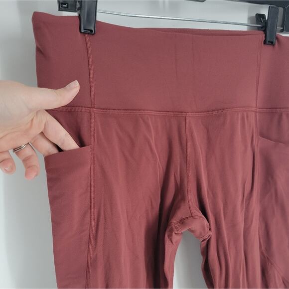 Athleta Antique Burgandy Stash Pocket Salutation Tight Leggings LP - Picture 3 of 10